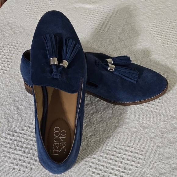 Franco Sarto Blue and Brown Suede Loafers - Picture 8 of 9